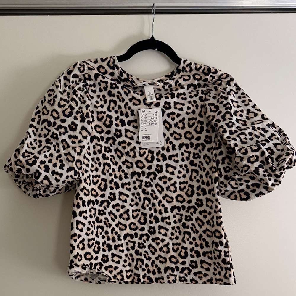 Leopard Print Puff Sleeve Top H&M